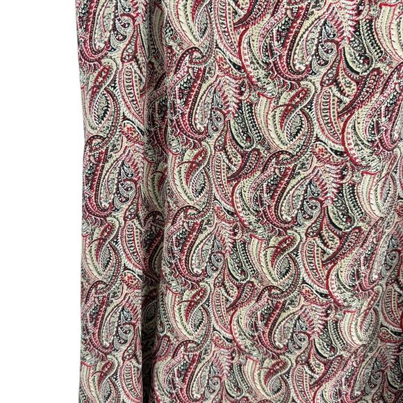 Talbots Petite Pure Silk Paisley Midi A-Line Red Beige Skirt Side Zip sz 10P - Picture 12 of 16